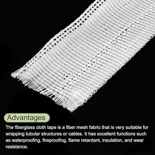 Image of MECCANIXITY Fiberglass Cloth Tape Fiberglass Mesh Glass Fiber Mesh Woven Fiberglass Fabrics Insulation Tape 30m(33 Yard) x30mmx0.17mm for Reinforcement Repair
