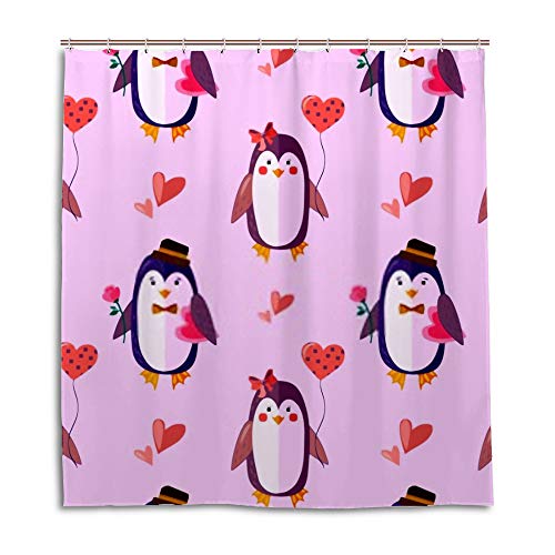 Rideau de douche polyester imperméable lavable motif pingouin - 2