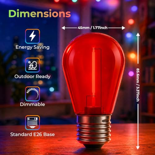 Image of GvvooHome 24 Pack S14 Red and Green Outdoor Light Bulbs for String Lights