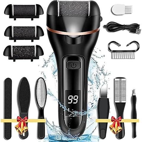 Electric Foot File Feet Hard Skin Remover, 13-in-1 Rechargeable Pedicure Sets for Feet Waterproof Foot Files for Hard Skin, 3 Rollers, 2 Speed, Battery Display, Valentines Day Gifts for Women and Men Cover
