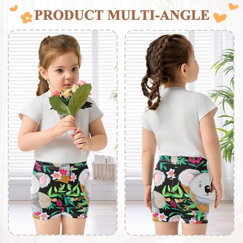 Girls Biker Shorts Toddlers Cotton Shorts Under Dresses Cute Koalas Branches Colorful Flowers Leaves Summer Outfits 4t4