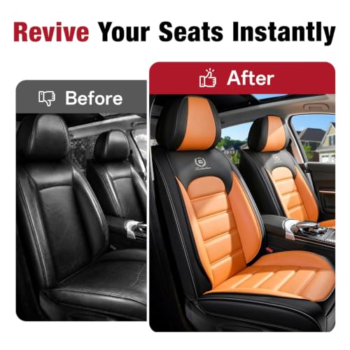 Image of Leather Front Seat Covers for Toyota Camry 2015-2026, Black-Orange
