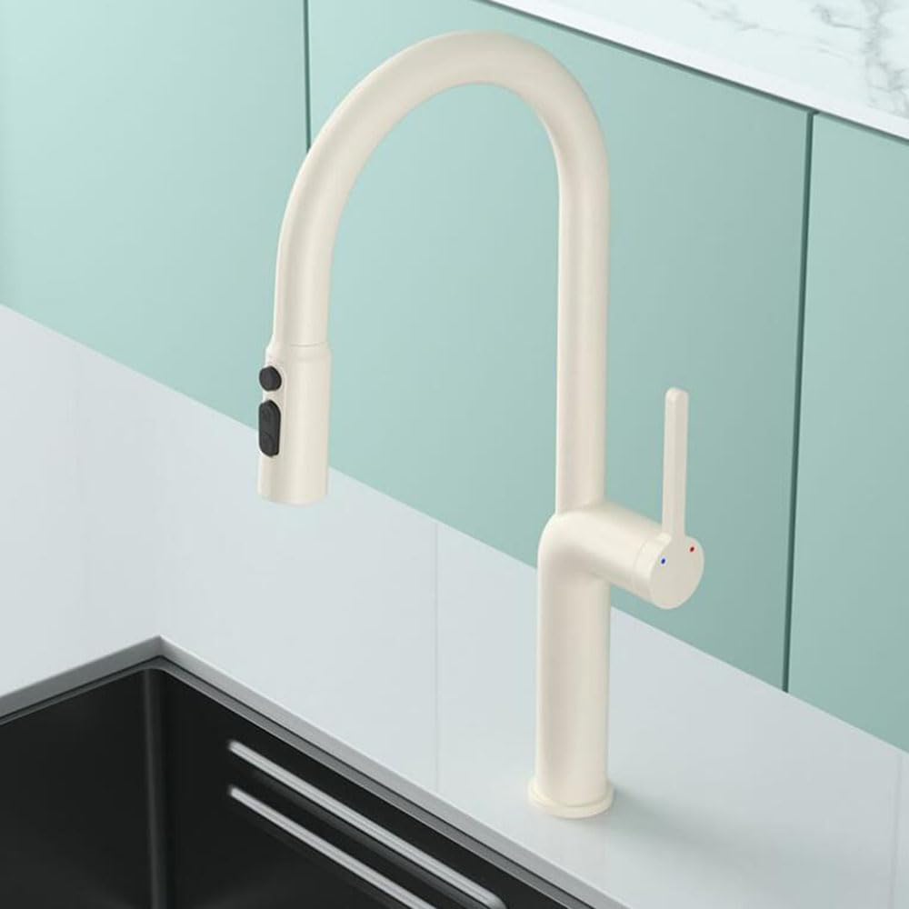 BHFPFZA Pull Out Spray Kitchen T - Swivel 3 Mode Brass Mixer Faucet for Hot & Cold Water - Slish Sink Tap for Modern Kitchens