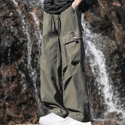 Solid Color Straight Pants for Mens Casual with Pocket Long Length Sweat Pant Drawstring Adjustable Outing Trousers2