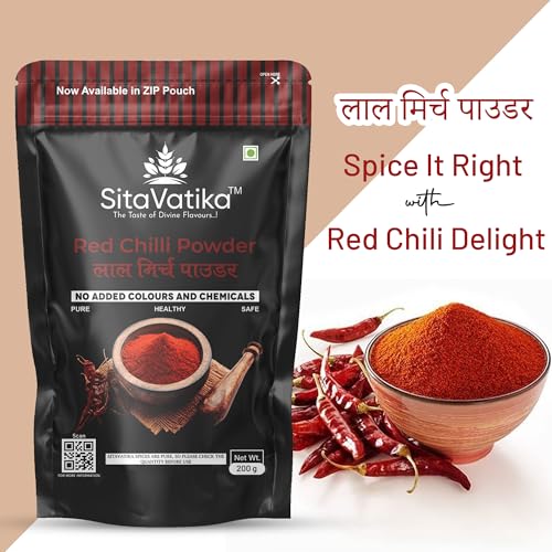 Image of Sitavatika Natural Red Chilli Powder 200gm No Added Colours and Chemicals with Good Spicy Taste and Colorful Spices Lal Mirch Powder for Spicing Up Food No Added Colours and Chemical