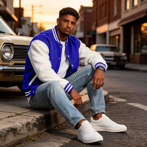 Men's Varsity Jacket Baseball Streetwear Fleece Oversized Cardigan - image 4