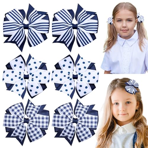 Lazos azules escolares para uniforme de niña pinzas de pelo para el regreso a clases