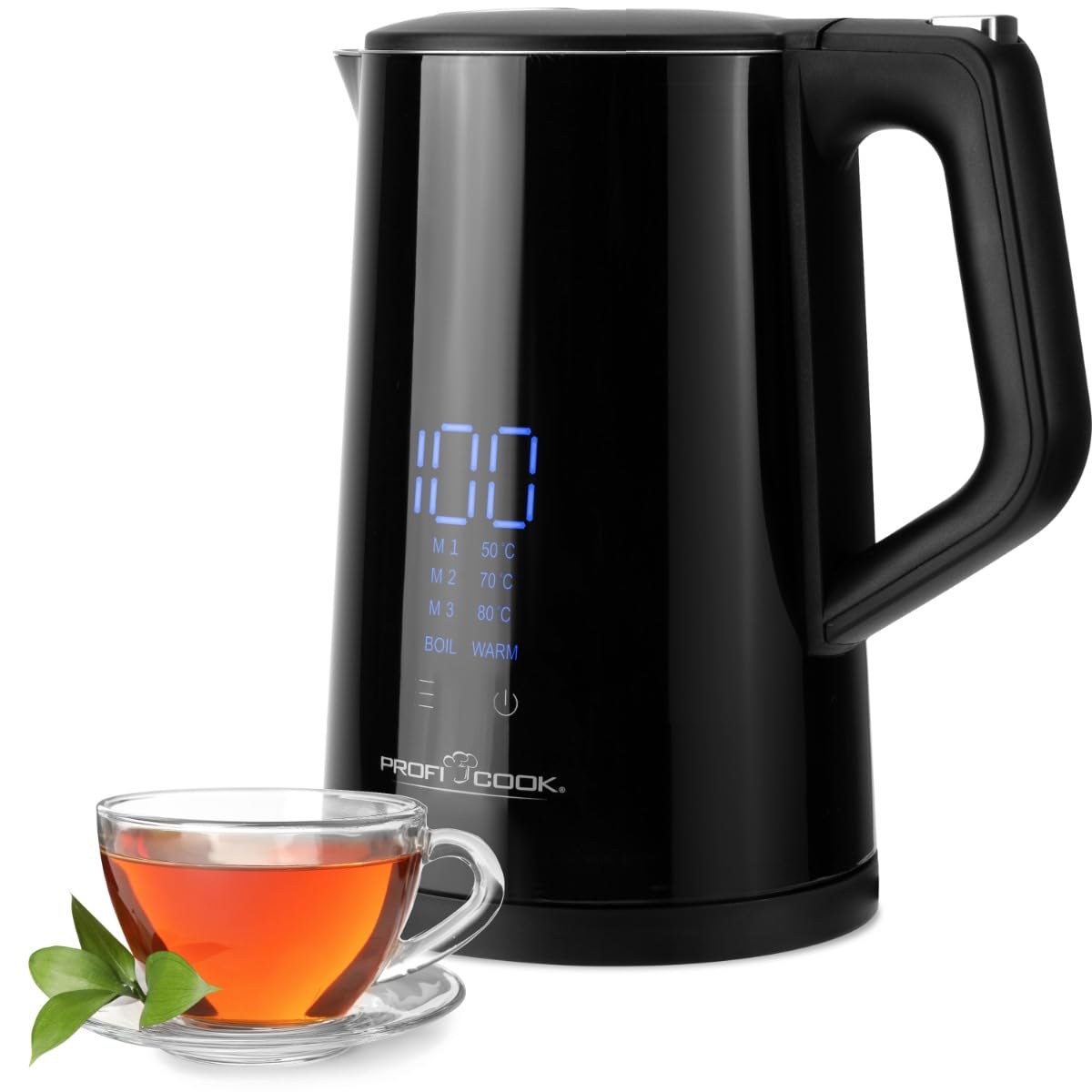 ProfiCook® Bouilloire avec réglage de la température 1,7 litre - Choix de la température 50°-100°C, fonction maintien au chaud, théière avec réglage de la température - PC WKS 1243
