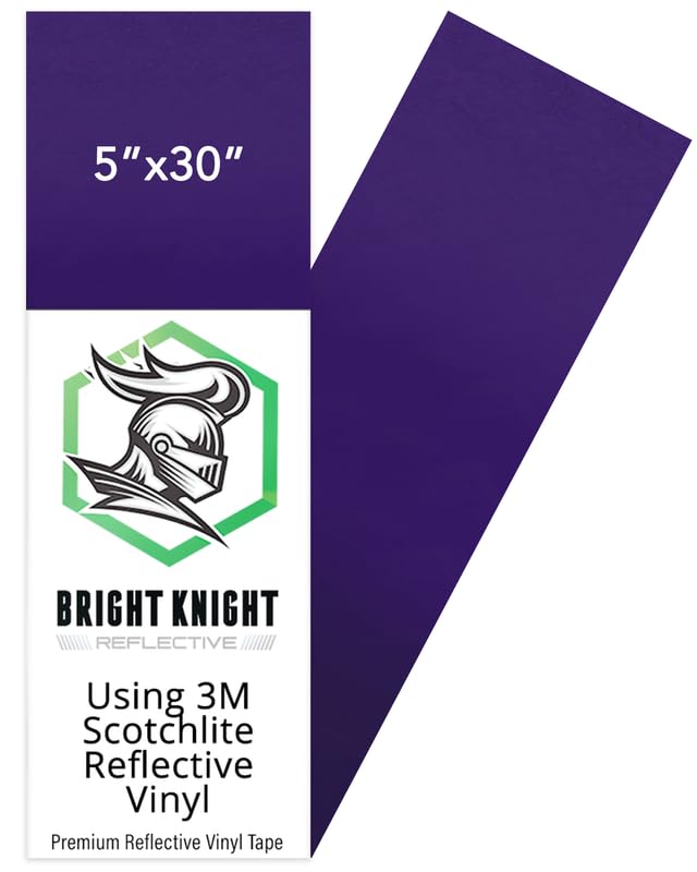 Image of Bright Knight Decals Purple Reflective Vinyl Motorcycle Helmet Reflective Stickers 5x30, Made with 3M Reflective Tape Vinyl for Trailers, Cars, Bikes, Rims, Waterproof Purple Reflective Tape