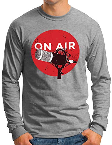 T-shirt manches longues OM3 homme gris mélangé pour studio podcast