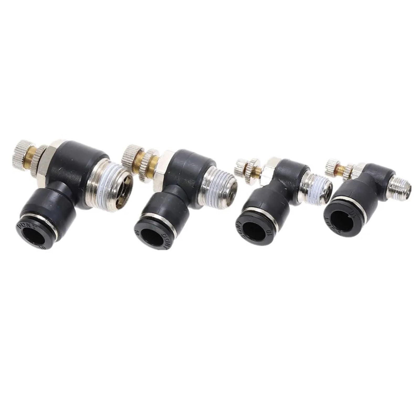 1 pz. Raccordo a gomito a pressione nero, controllo della velocità del flusso, connettore pneumatico for tubo flessibile, raccordi for aria M5" 1/8" 1/4" 3/8" 1/2"(6mm OD Hose,3/8")