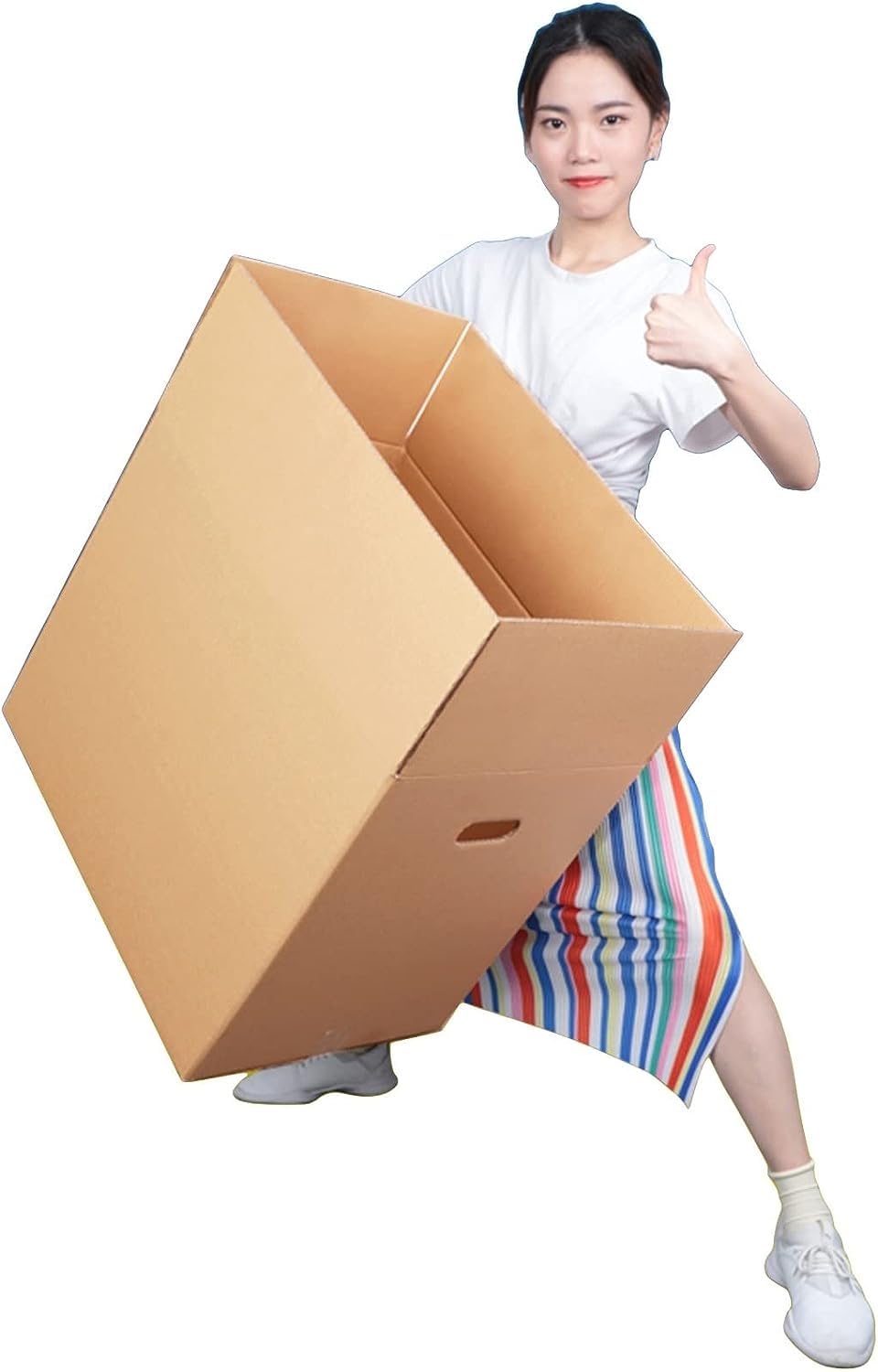 AviiSo Cajas Carton Mudanza Grandes Cajas de mudanza con asas, Cajas postales para paquetes pequeños para apartamento de oficina en casa (Color : 3Pack, Size : 60x40x50cm/24x16x20in)