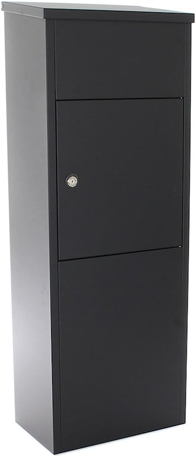 HomeDesign Post Box Parcel Box Large Mailbox Letterbox Black Steel Wall Mounted Freestanding Lockable Secure HDM 1650