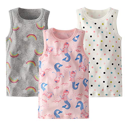 benetia Girls Undershirts Toddler Tank Tops Cotton 3-Pack