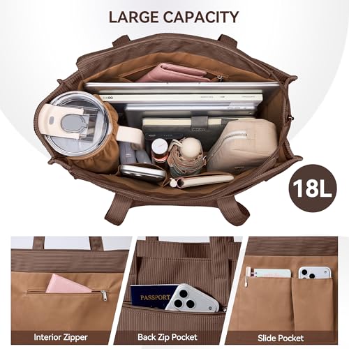 Bolso Tote de Pana Grande Casual con Portavasos 40oz miniatura 3