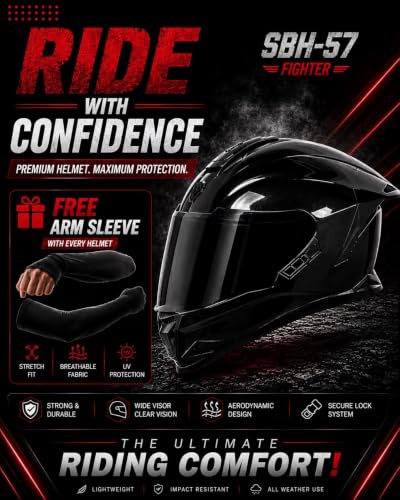 Steelbird SBH-57 Fighter F4 Full Face Helmet Glossy Black Fluo Yellow - Image 3