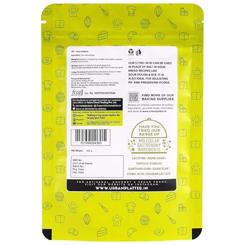 Image of urban platter Pure Citric Acid Crystals Powder, 100 Grams