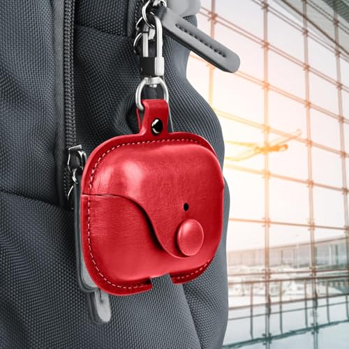Image of Case Cover for Apple AirPods 4 | Premium Leather Case with Carabiner | Only for Apple Airpods | Red