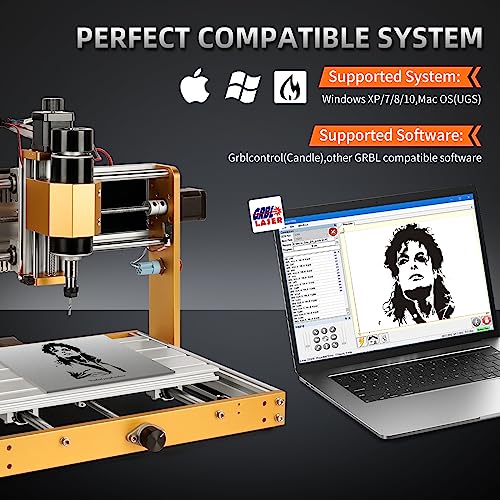 LUNYEE 3018 PRO MAX CNC Machine 500W All-Metal CNC Router Machine 3 Axis Limit Switches & Emergency-Stop with GRBL Offline Control for Cutting Wood Acrylic MDF Plastic, Working Area: 300 x 180 x 80mm - Image 5