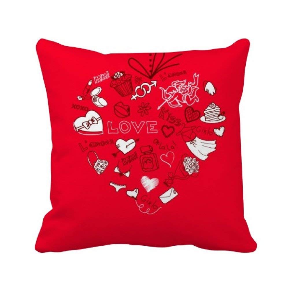 Coussin Saint-Valentin blanc rouge avec insert 40x40 cm pour décor de canapé