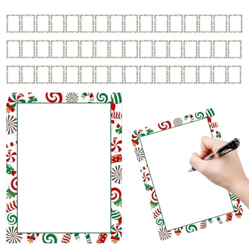 Papel de escritura navideño, 50 hojas de papelería de Navidad, papel de carta festivo con textura suave, papelería decorativa para notas, invitaciones, mensajes, temporada para saludos de boda