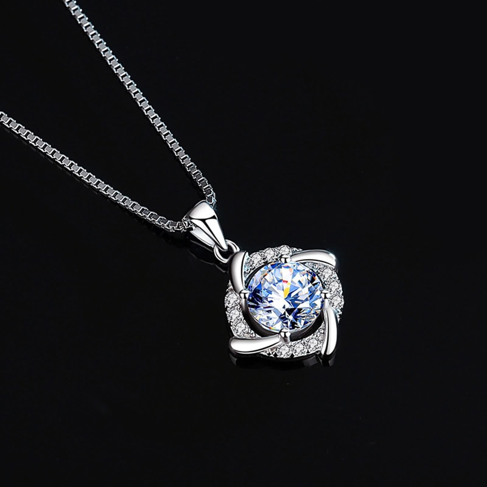 Collana Moissanite Donna, Collana Lunga con Ciondolo Catenina Gioielli Vero Oro Bianco 9K/14K/18K Forma Del Mulino A Vento 40+5cm