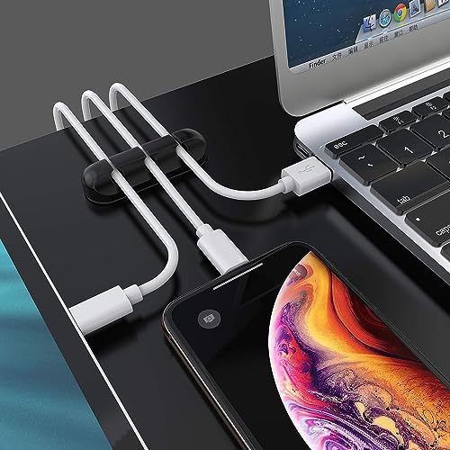 Image of SOULWIT Cable Holder Clips, 3-Pack Cable Management Cord Organizer Clips Silicone Self Adhesive for Desktop USB Charging Cable Nightstand Power Cord Mouse Cable Wire PC Office Home