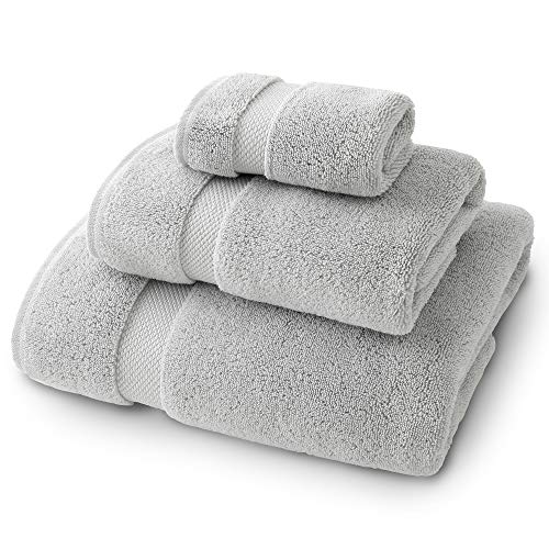 Supima Cotton Bath Towel Set by Laguna Beach Textile Co Bath Towel, Hand Towel, Washcloth - Hotel Quality, Plush, 730 GSM - Cloud Gray