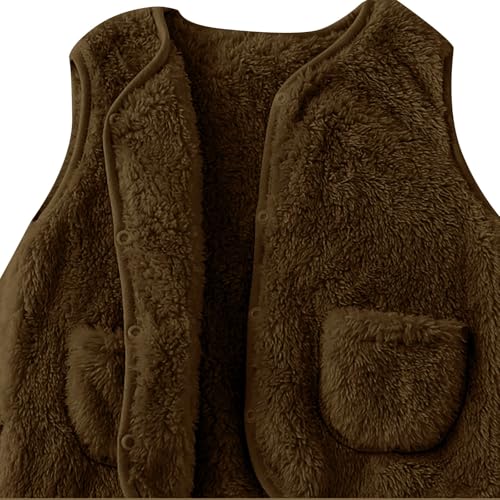 Toddler Boys Girls Fleece Vest Kids Polar Fleece Snap Jacket Sleevless Fall Winter Warm Outerwear with Pockets 6M-5T4