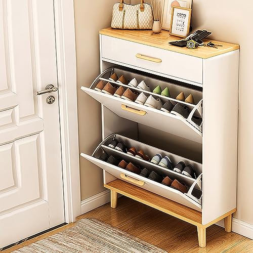Meuble à chaussures gain de place en MDF blanc pour libérer les couloirs encombrés