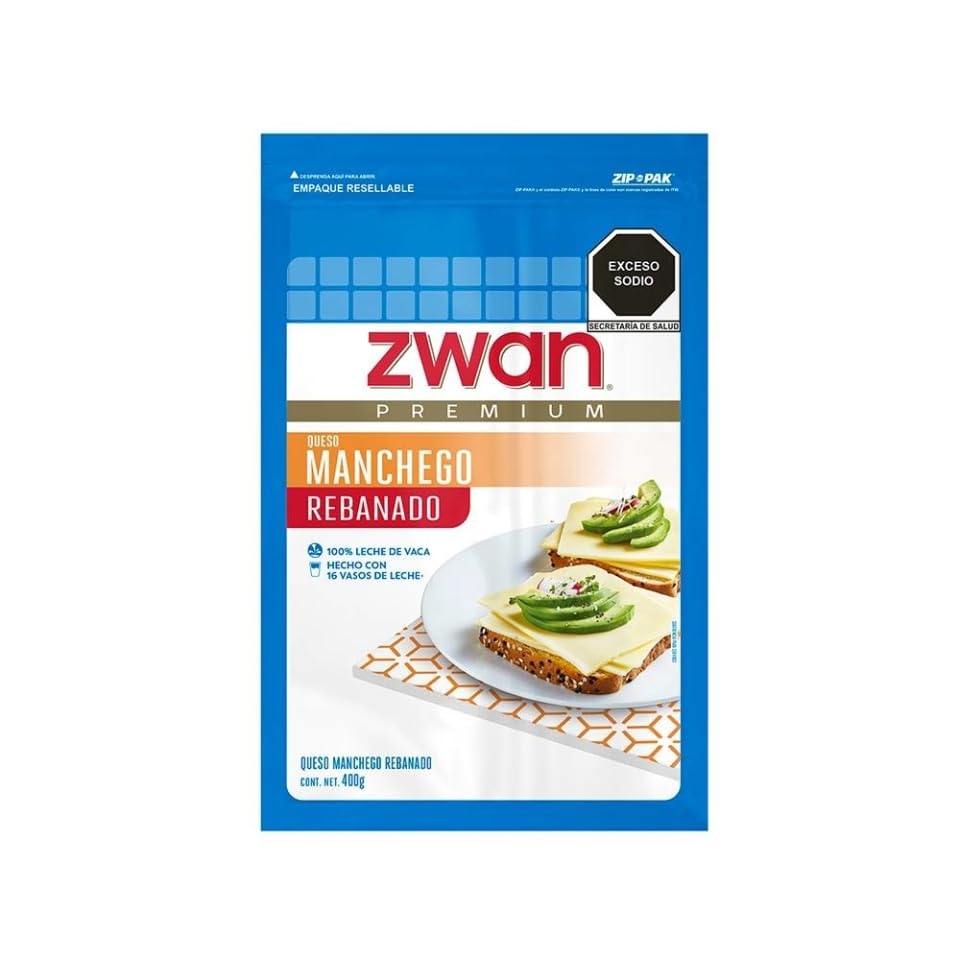 La Mejor Lista de Queso asadero que puedes comprar esta semana. 27 Zwan Queso Manchego Premium Rebanado, 400g