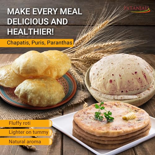 Image of Patanjali Traditional Whole Wheat Chakki Atta with Bran 10kg, Genhu ka Atta, Organic Flour