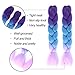 GX Beauty 4PCS/Lot Ombre Jumbo Braiding Hair Extensions for Black Women 24 Inch Kanekalon Twist Braiding Hair Synthetic Box Braids Twist Hair Extension(Purple+Lake Blue+Light Purple)