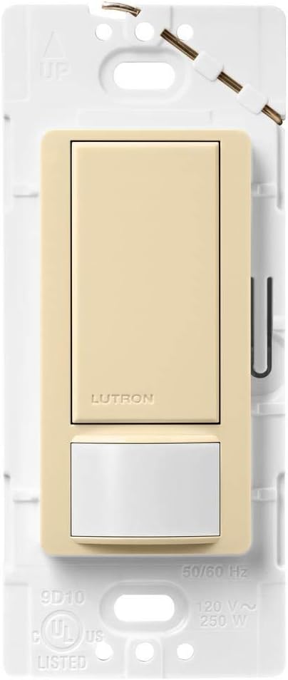 Lutron Maestro Motion Sensor Light Switch Indoor for Bathroom, Garage, Laundry Room, Any Bulbs, Occupancy Vacancy Sensor, Single-Pole, MS-OPS2-IV, Ivory