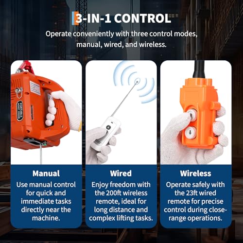 Polipasto eléctrico 3 en 1 de 1500W con control remoto miniatura 3