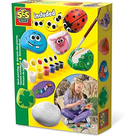 SES Creative 14818 Children's Rock Painting Kit, 6 Colours Cover