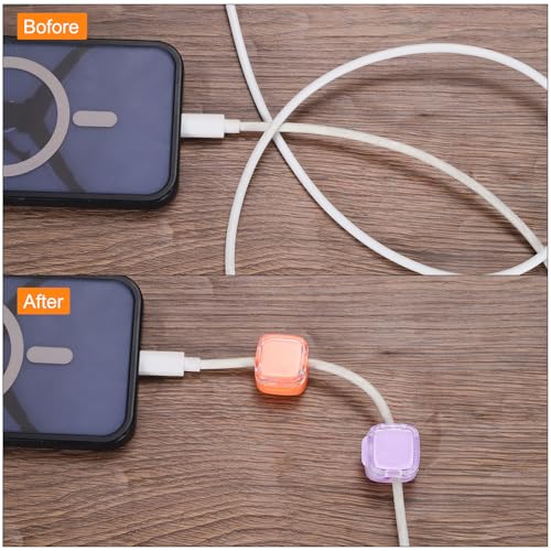 MECCANIXITY 6Pcs Clips Magnéticos para Cables, Abrazadera Autoadhesiva para Organización de Cables para Carga, Escritorio de Computadora, Mesa de Noche Blanco miniatura 6