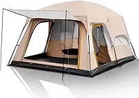Barraca Camping Grande Impermeável 9-12 Pessoas Acampamento Bege