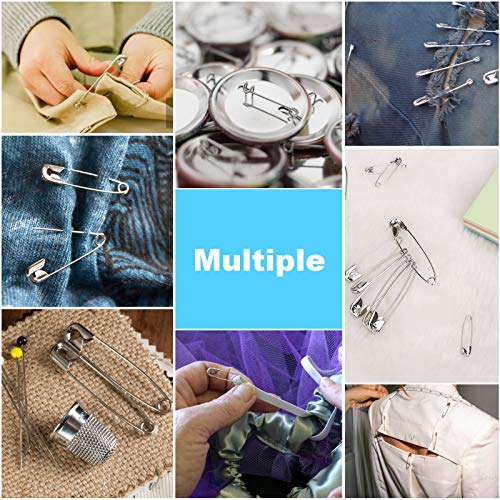 BetyBedy Safety Pins Assorted Sizes, 350PCS Safety Pins Set for Sewing Craft Cloth, Durable Safety Pins with 7 Sizes 19mm - 54mm for Home, Office Use, DIY, Art, Jewelry Making with Storage Box