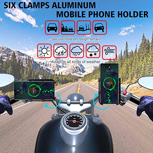 Suporte de telefone celular para motocicleta BESPORTBLE com seis garras de liga de alumínio, suporte
