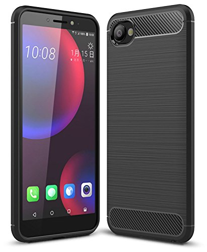 COPHONE Schutzhülle für HTC Desire 12, rutschfest, Carbonfaser, Schwarz