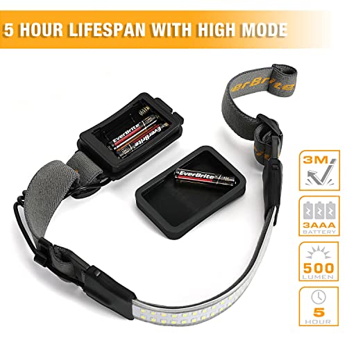 Everbrite Widebeam Led Headlamp, 210°Broadbeam Illumination, 500 Lumens, 3 Lighting Modes, Perfect For Trail Running, Camping And Hiking, 3 Aaa Battery Powered #TOP6