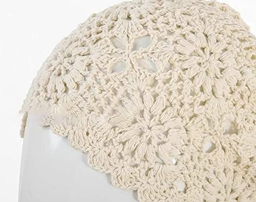 Women Knitted Bearies Chic Floral Berets Soft Sun Hat Lightweight Breathable Caps Khaki #TOP2