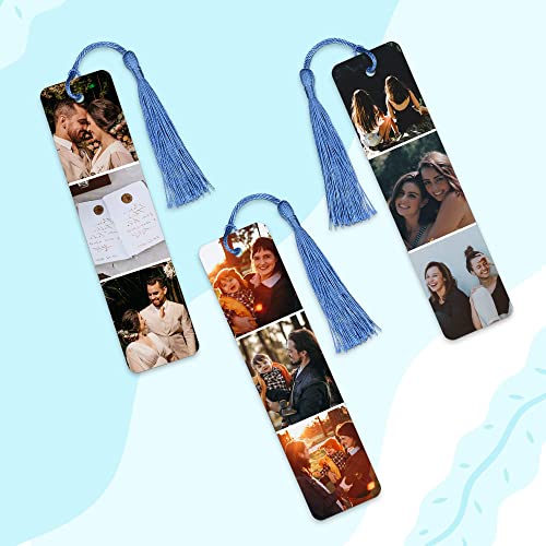 Zuyuso Personalized Photo Frame Bookmark Metal Bookmark Custom Message/Text Stainless Steel Bookmarks With Tassel For Reader Women Men Gift #TOP2