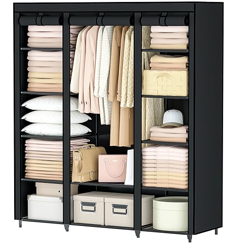 BALEINE Wardrobe Closet, Portable Clothes Storage Organizer 55″x16″x65″