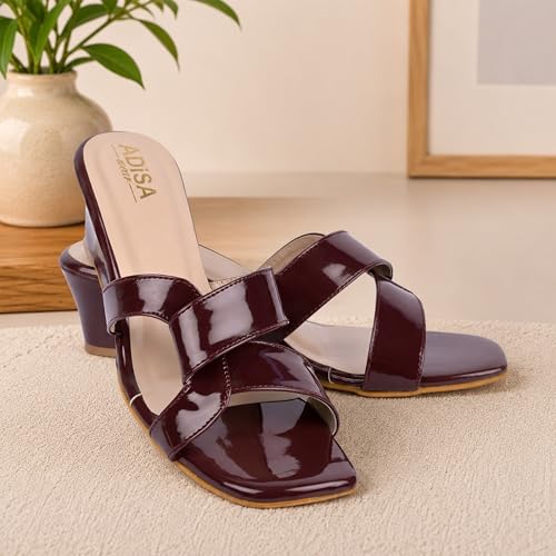 Image of Women Girls Comfortable Slip-On Glossy Sandals - Stylish All Day Comfort Ladies Footwear for Daily Wear