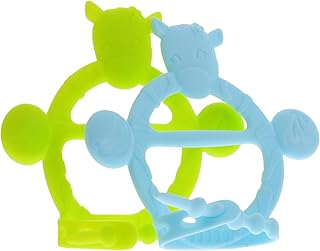 ibasenice 2 Peças Mordedor De Silicone Brinquedos Para Bebês Mordedor Infantil Brinquedos Para Bebês Brinquedo Molar Bebê Chupeta Adorável Mordedor Apaziguar Sílica Gel Mordida Azul Molar