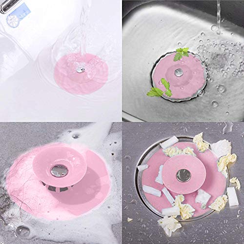 Image of KPNG Shower Drain Stopper - Silicone Bathtub Sink Stopper Hair Trap Hair Catcher Bathtub Drain Strainers Protectors Cover for Floor Laundry Kitchen and Bathroom (Pack of-5, Random)