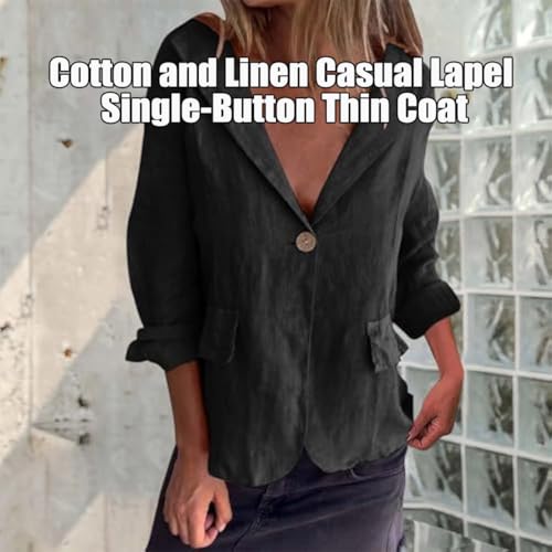 Southwestm Cotton and Linen Casual Lapel Single-Button Thin Coat, Summer Lapel Blazer Women Jacket Lightweight2