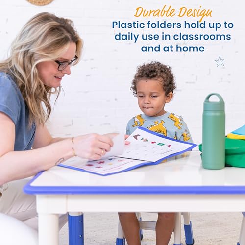 Image of ECR4Kids 2-Pocket Parent-Teacher Classroom Communication Folder, School Supplies, Blue, 36-Piece